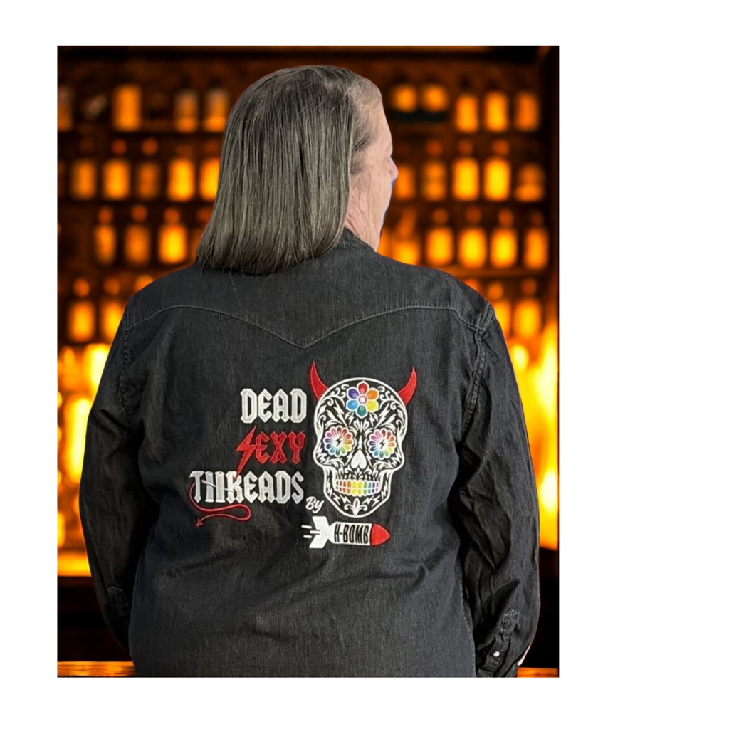 Dead Sexy Threads Pearl Snap Denim — OUTLAW SKULL