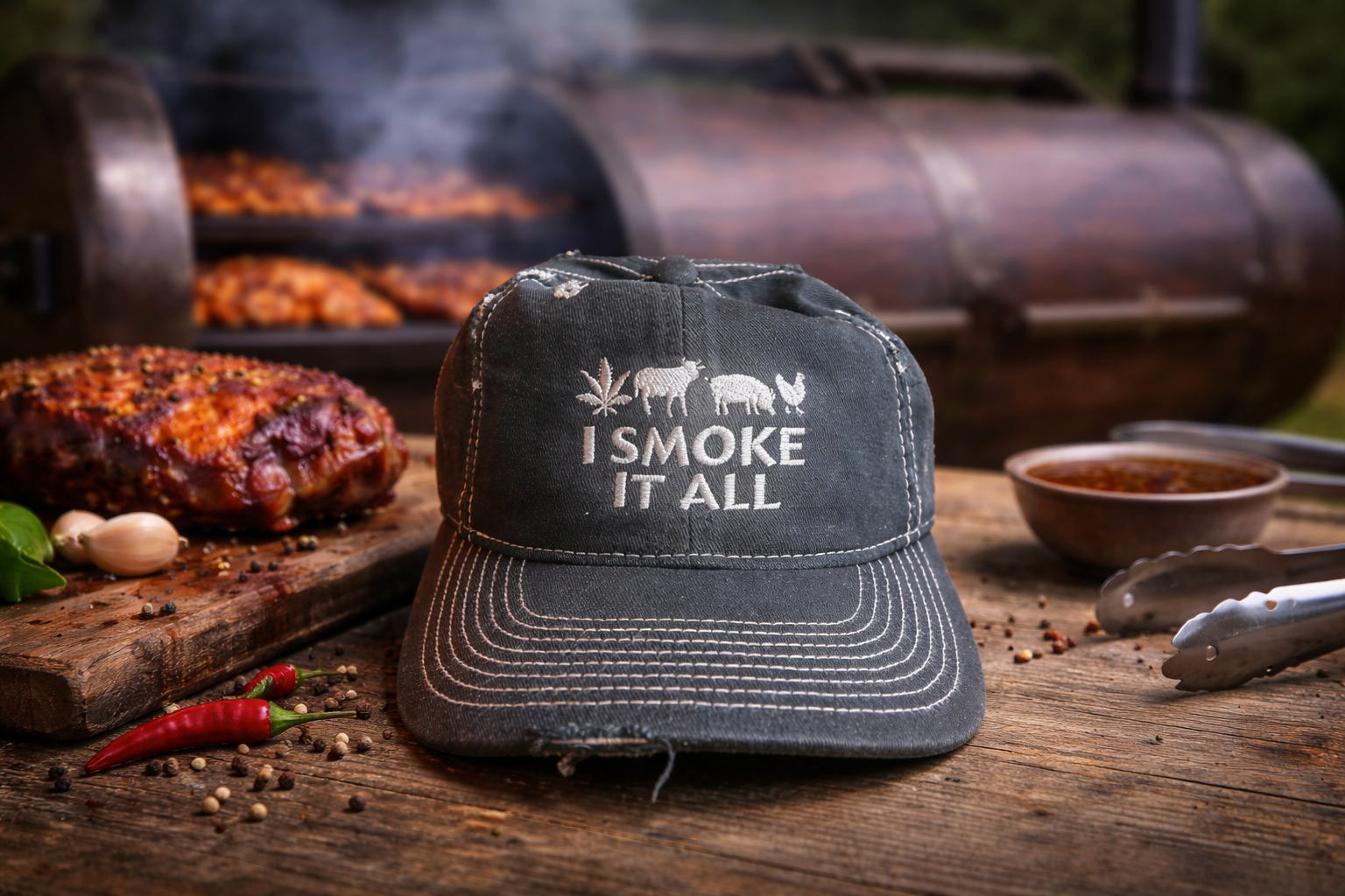 “I Smoke It All” Premium Distressed Cap